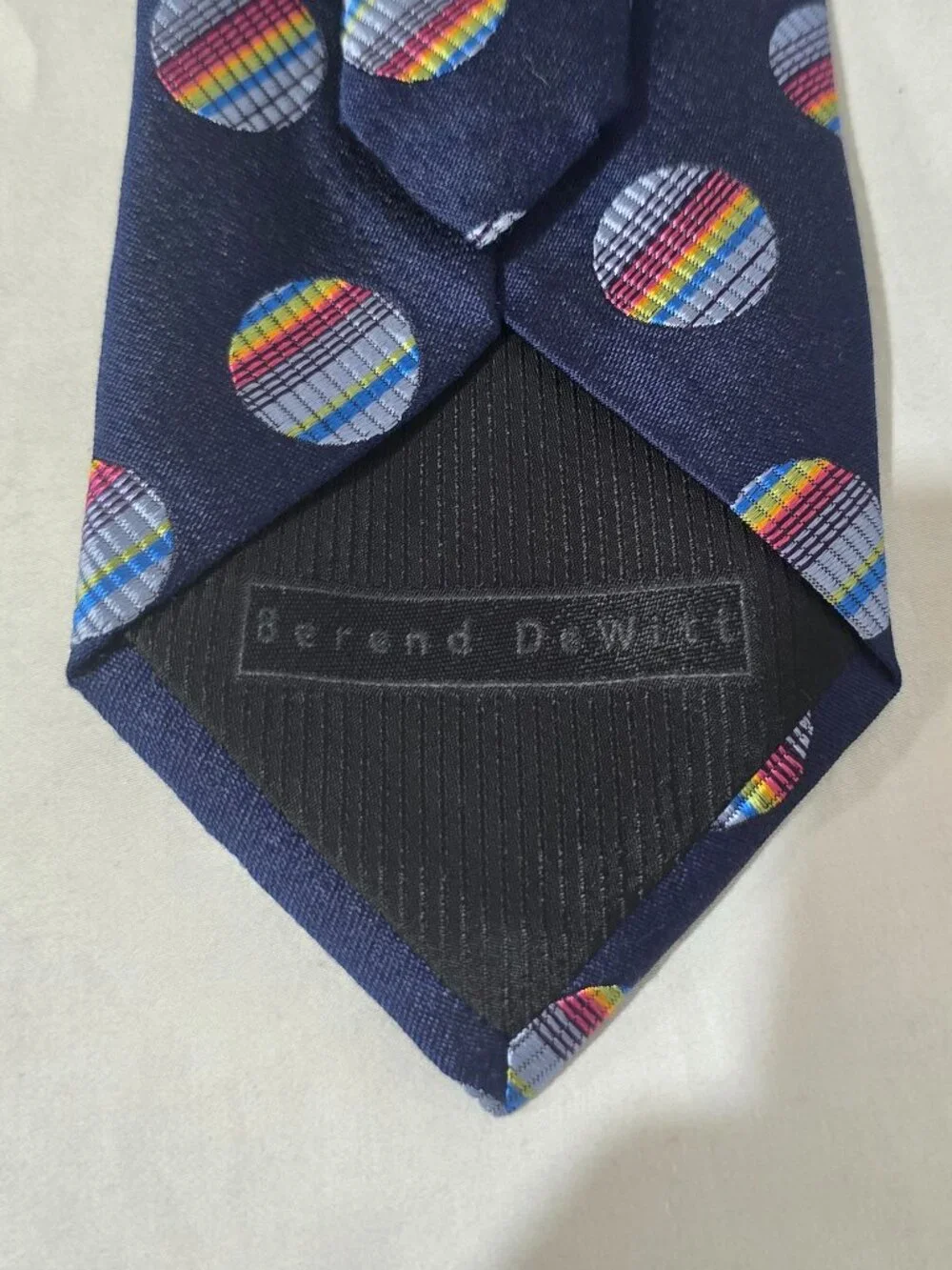 Berend DeWitt Handmade in Italy Silk Necktie - Blue Rainbow Orbs